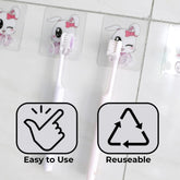 Kuber Industries Plastic Hooks For Wall|Durable & Rust-Proof|Self Adhesive Hook|Multipurpose Hooks For Bathroom, Kitchen|Pack Of 10|Transparent